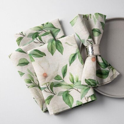 Harman Printed 'White Blossom' Linen Napkin