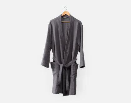 Muslin Gauze Bathrobe - Charcoal
