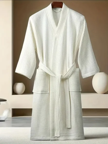 Waffle Bathrobe White